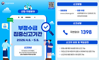 산업자원분야 부정수급 집중신고기간
